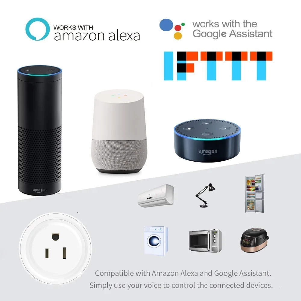 New Smart Wifi Socket US Power Plug Mobile APP Remote Control Work with Amazon Alexa Google Home Smart Life voice control socket