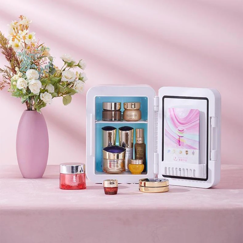 8L Beauty Makeup lodówka Mini lodówka lustro z wyświetlaczem lampy pielęgnacja skóry inteligentna konserwacja chłodnica zamrażarka cieplej BX06