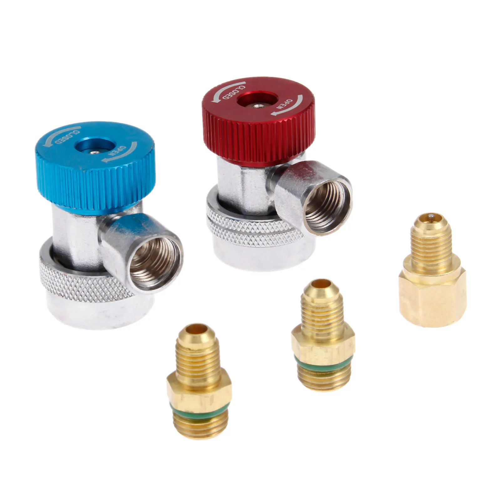 Yetaha 2Pcs Adjustable Quick Coupler High/Low Fittings R134A HVAC with Extractor Valve Core M14 and 1/4