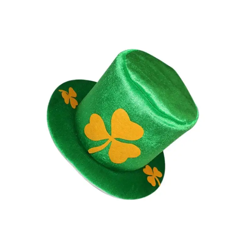 Green Shamrock Hat Festival Party Cap St. Patricks Day Clover Tophat Creative Headdress Party Favors Decorations Props