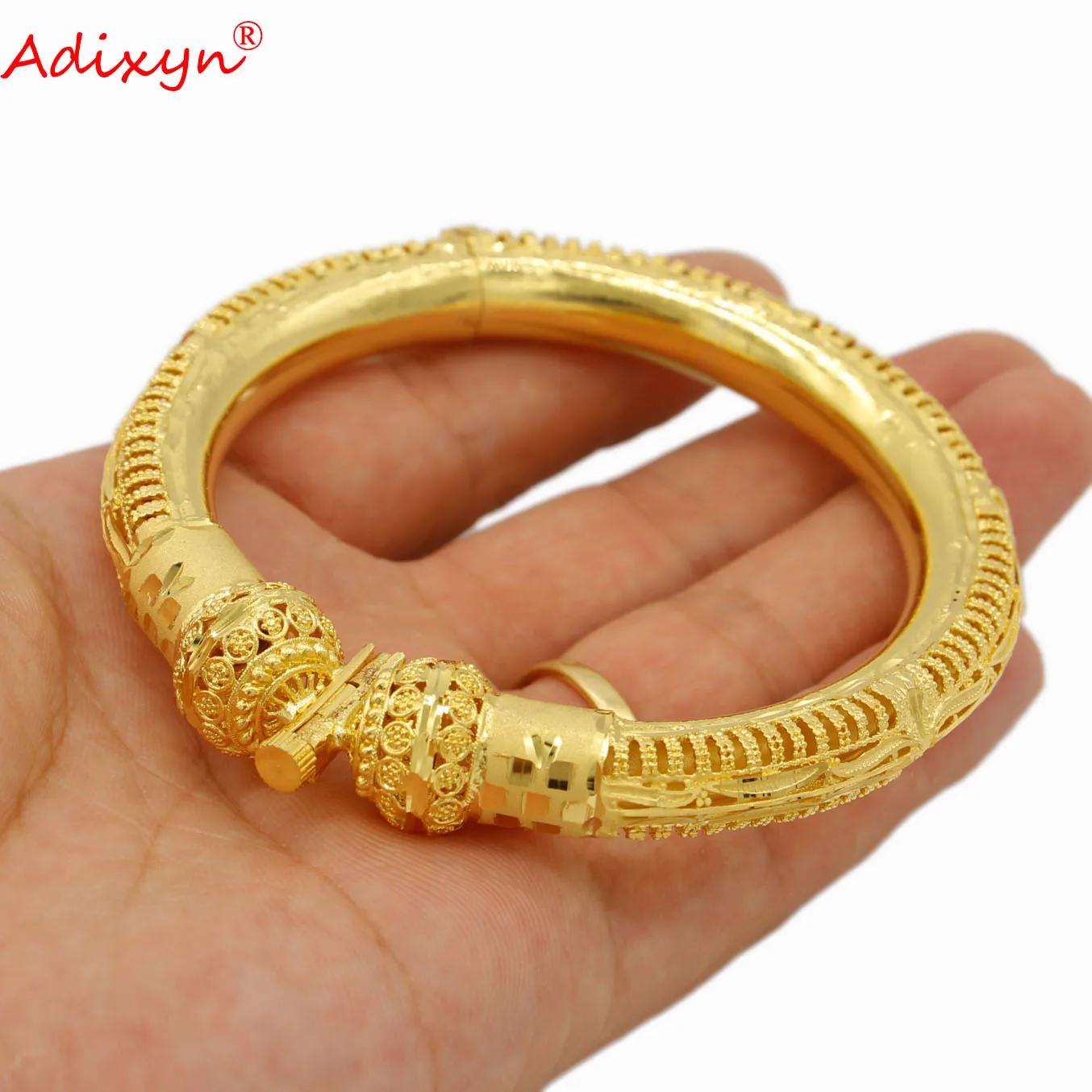 

Adixyn Dubai Bangles For Women men's hand bracele 24k Gold Color/Copper Bangles&Bracelet Africa India Jewelry Can Open N09274