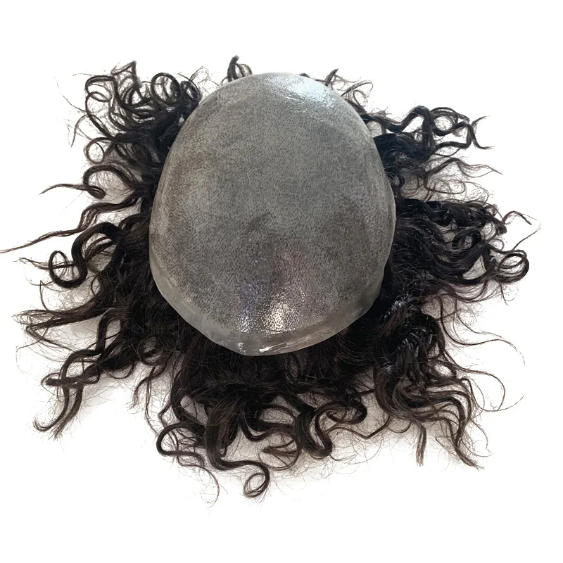 100% Human Hair PU Base Curl Wig Always Wave Curly Texture Thin Skin Toupee for Women Hair Replacement System