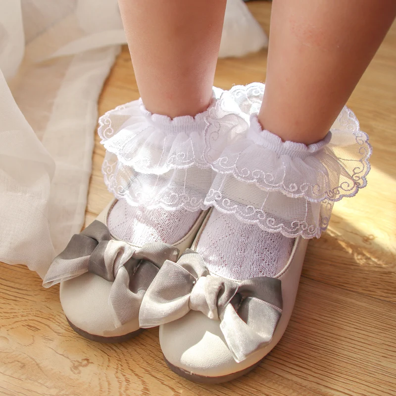 Calcetines de algodón de encaje para niña, medias de princesa encantadora, para bebé