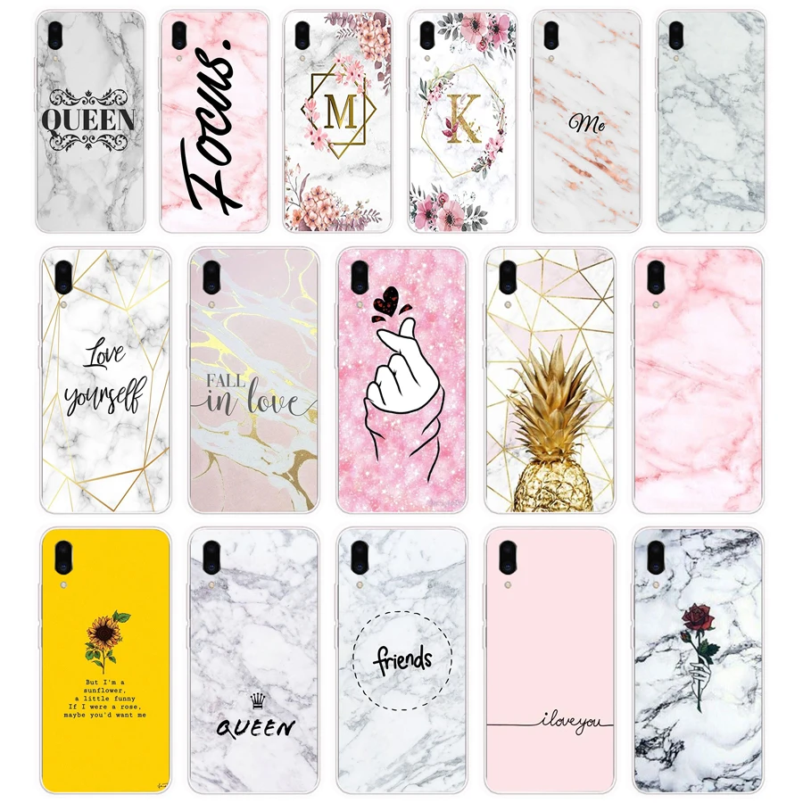 059FG Cartoon Letter  Couples Glossy Marble gift Soft Silicone Tpu Cover phone Case for Meizu Pro 7 Plus X8 C9 Pro Note 9 case