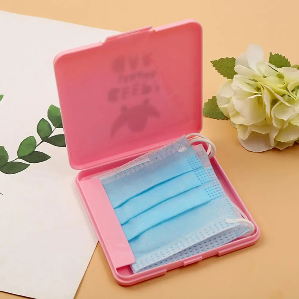 Adult Kids Mini Square Disposable Mask Storage Box Portable Mask Holder Organizer Face Masks Container Dustproof Mask Case