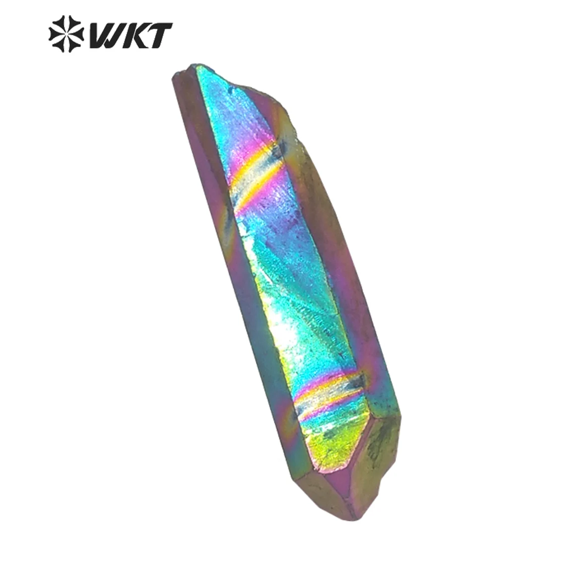 WT-G244 Wholesale Custom Shining Titanium Rainbow Quartz Column Loose Stone Random Shape Pendant For Trendy Jewelry