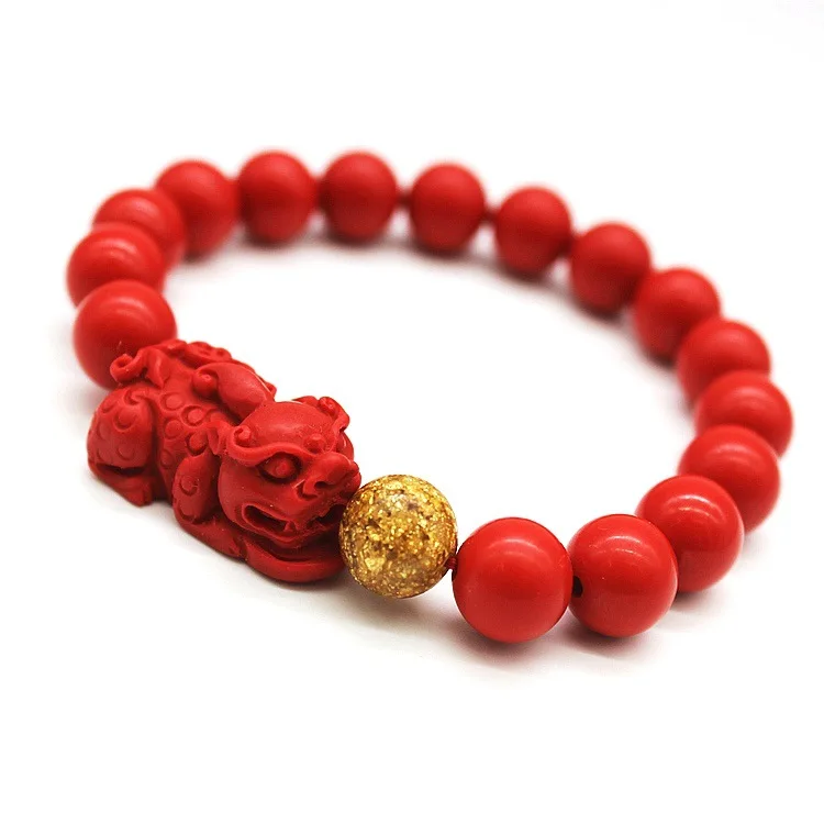 

Natural Cinnabar Pixiu Bracelets Women-Lucky Lucky Safeness Bracelets Ethnic-Style Free Small Gifts Raw Ore Jewelry Certificate
