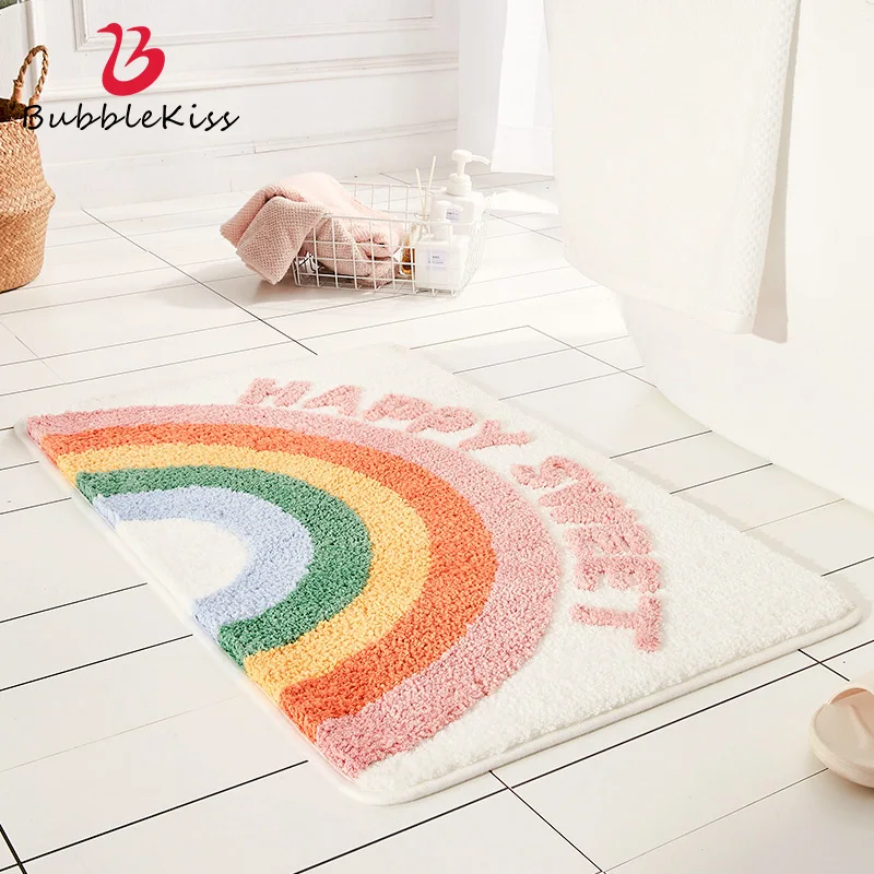 

Bubble Kiss Cartoon Welcome Entrance Doormats Carpets Rugs For Home Bath Living Room Floor Stair Hallway Non-Slip Rainbow Mats