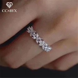 CC Wedding Rings For Women Silver Plated Simple Single Row Cubic Zirconia Temperament Jewelry Ring Drop Shipping CC3118