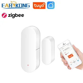 Tuya Zigbee kapı sensörü kapı açık kapalı dedektörleri uygulama bildirim uyarısı güvenlik alarmı beyaz Alexa Google ev ile uyumlu