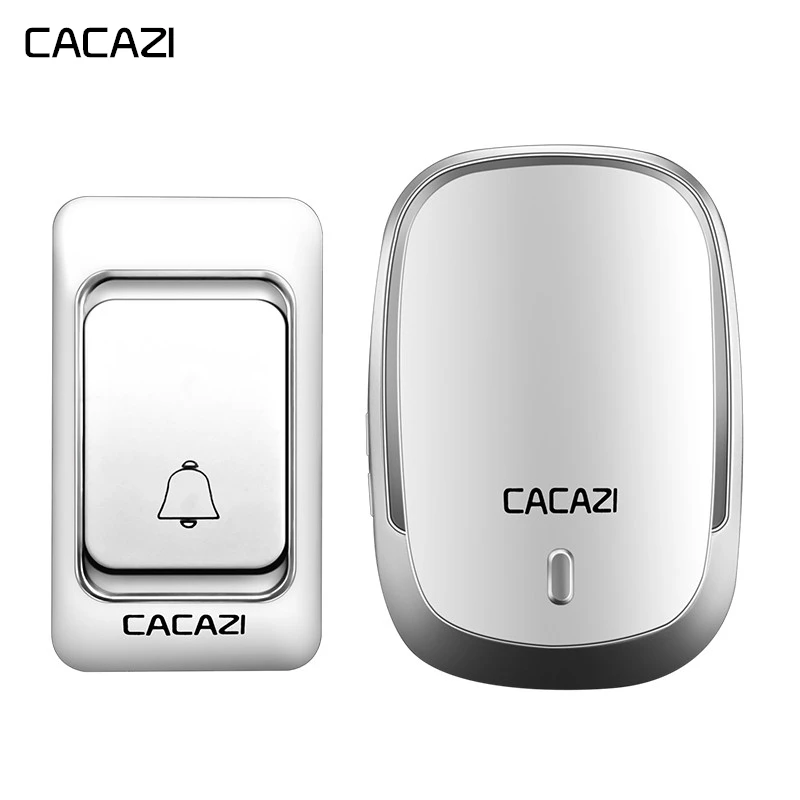 CACAZI Wireless Doorbell DC battery-operated Waterproof Smart Home Cordless Doorbell Chime 200M Remote 23A12V Battery Button