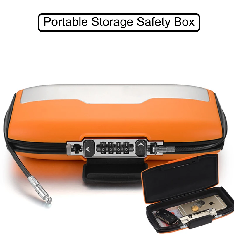 Portable Safe Case 4-Digit Combination Lock With Rope Outdoor Camp Hiking Sports Gym Shopping Hidden Security Storage Box