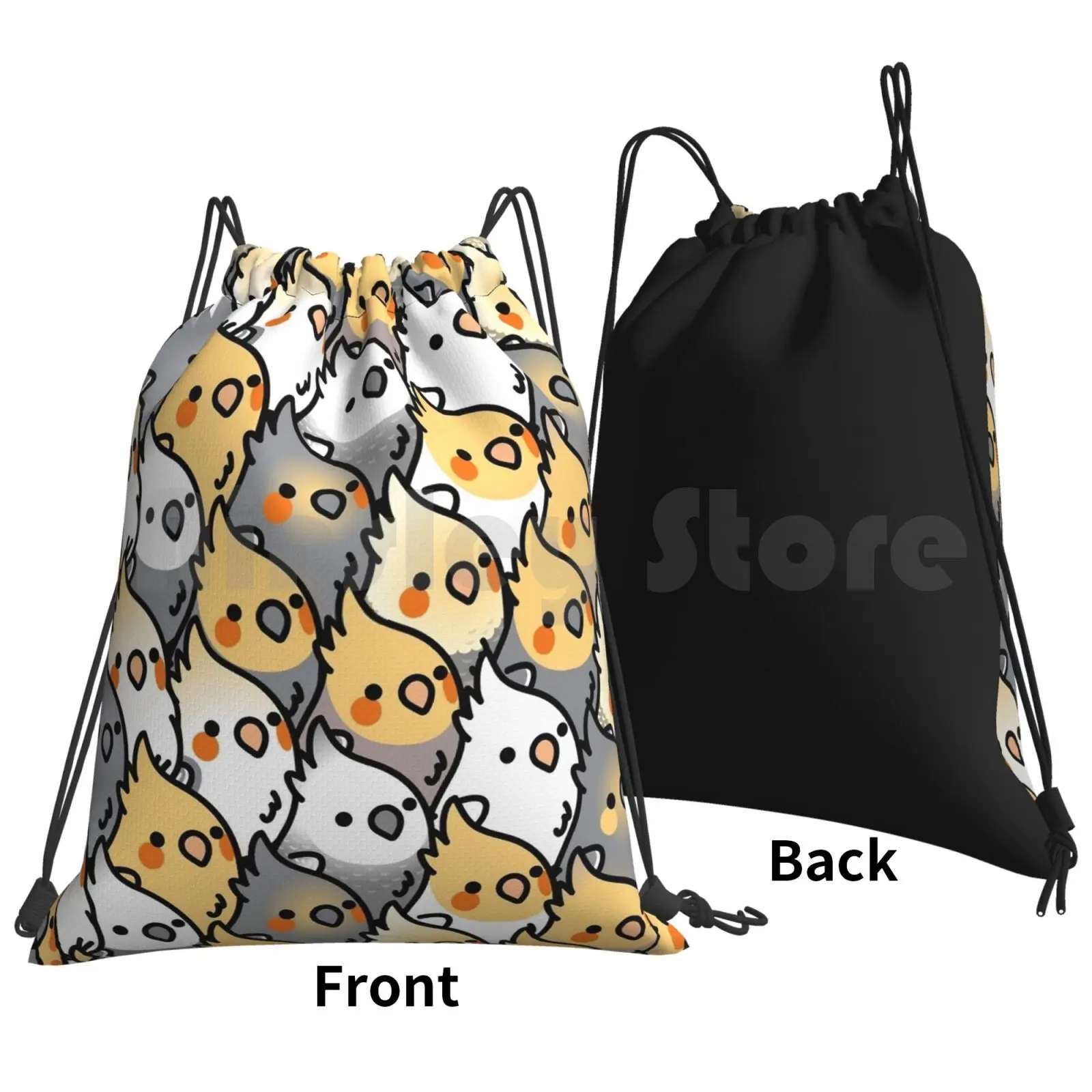 Chubby Cockatiel Party Backpack Drawstring Bags Gym Bag Waterproof Cockatiel Cockatiels Cute Kawaii Birb Birblr Bird