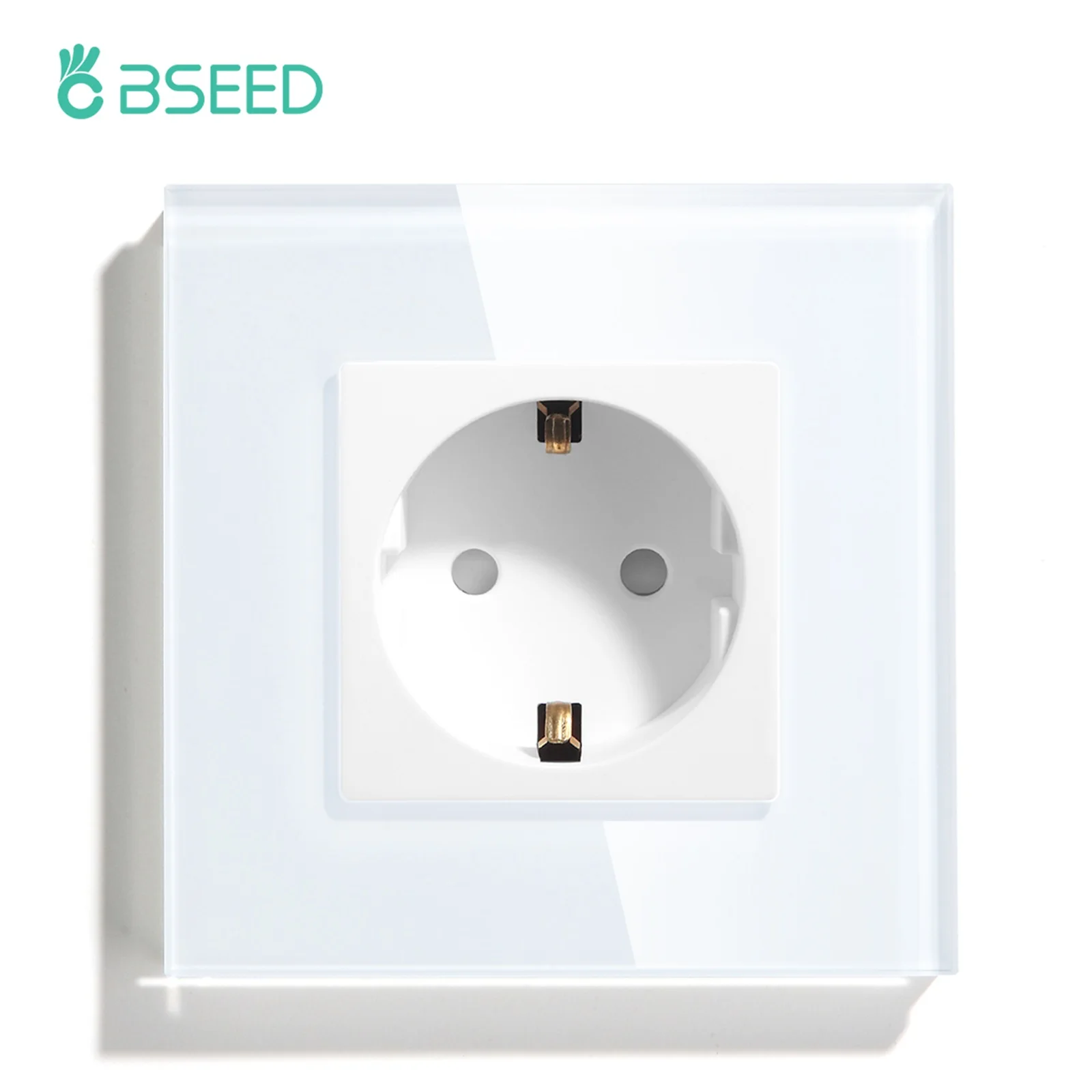 BSEED Enkelvoudige stopcontact EU wandstekkers Dubbele stopcontacten USB Type-C telefoonoplader Glazen paneel 1-weg wandschakelaar met aanraakbediening Kinderbeveiliging