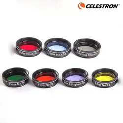 Celestron 1Set 7Pcs Eyepiece Filter Astronomical Telescopes 1.25 Inch Ocular Lens Planets and Nebula Filter Moon Skyglow 7 Color