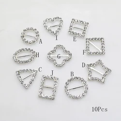 ZMASEY Metal Buckles 10Pcs/Lot Mix Size Firm Alloy Rhinestones Buckle Holiday Gift Wrapping Decoration Sewing Ribbon Accessories