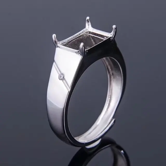 Classic 925 Silver Ring Setting for Jewelry DIY Sterling Silver Ring Base for Inlay Fashion Man Ring Making Supplier