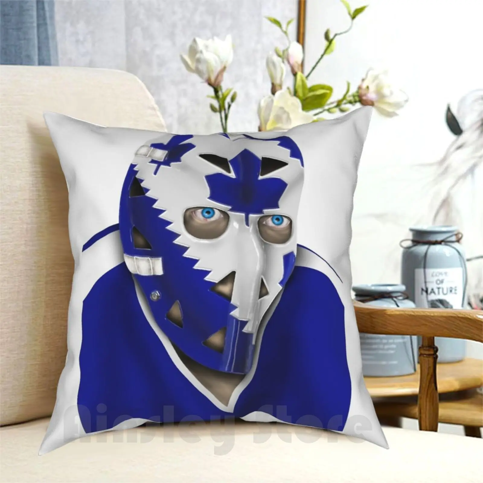 Toronto Hockey Goalie Mask Pillow Case Printed Home Soft Throw Pillow Hockey Goalie Goaltender Mike Palmateer Retro