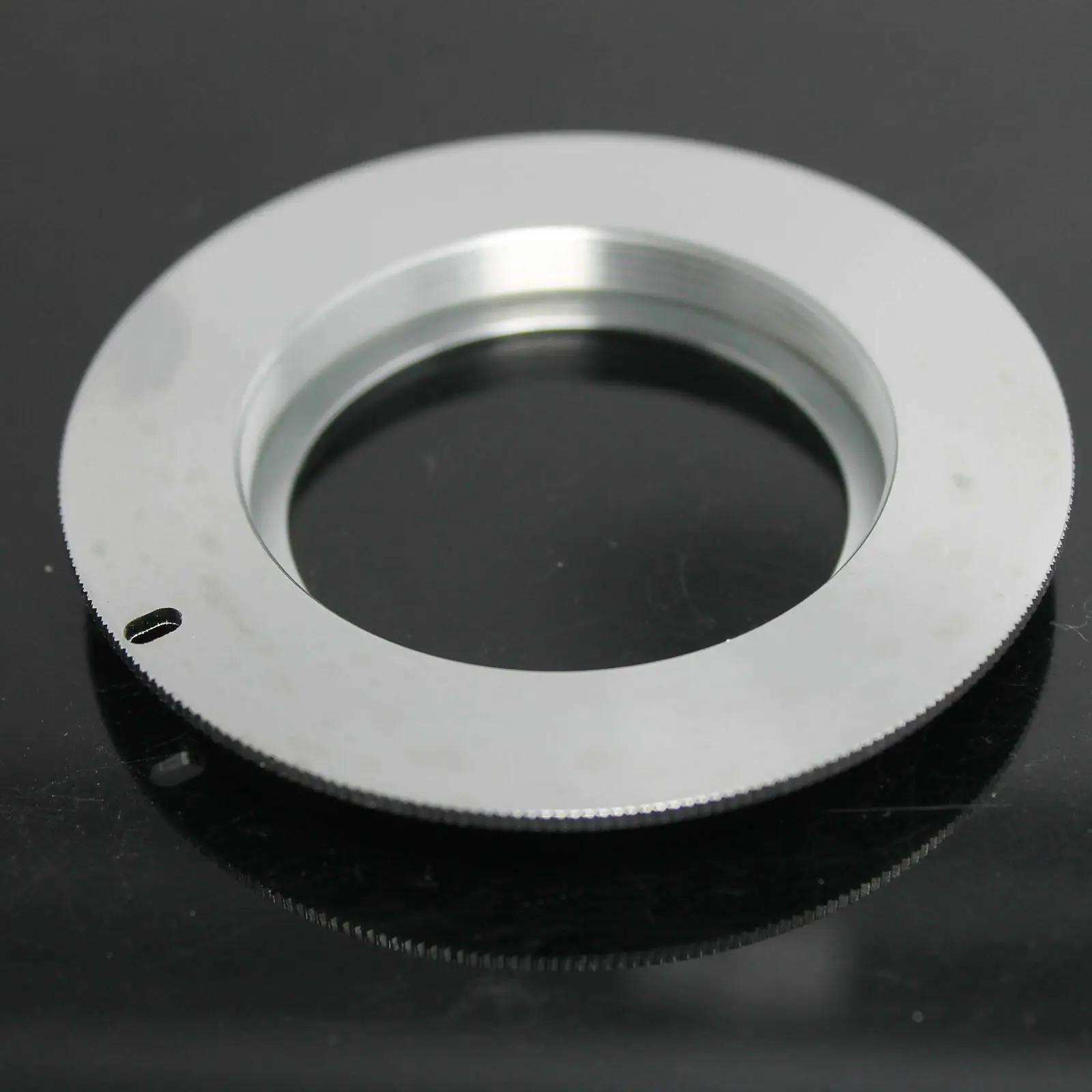 M42 Lens to for Canon EOS Body Adapter Silver metal with aperture pin border