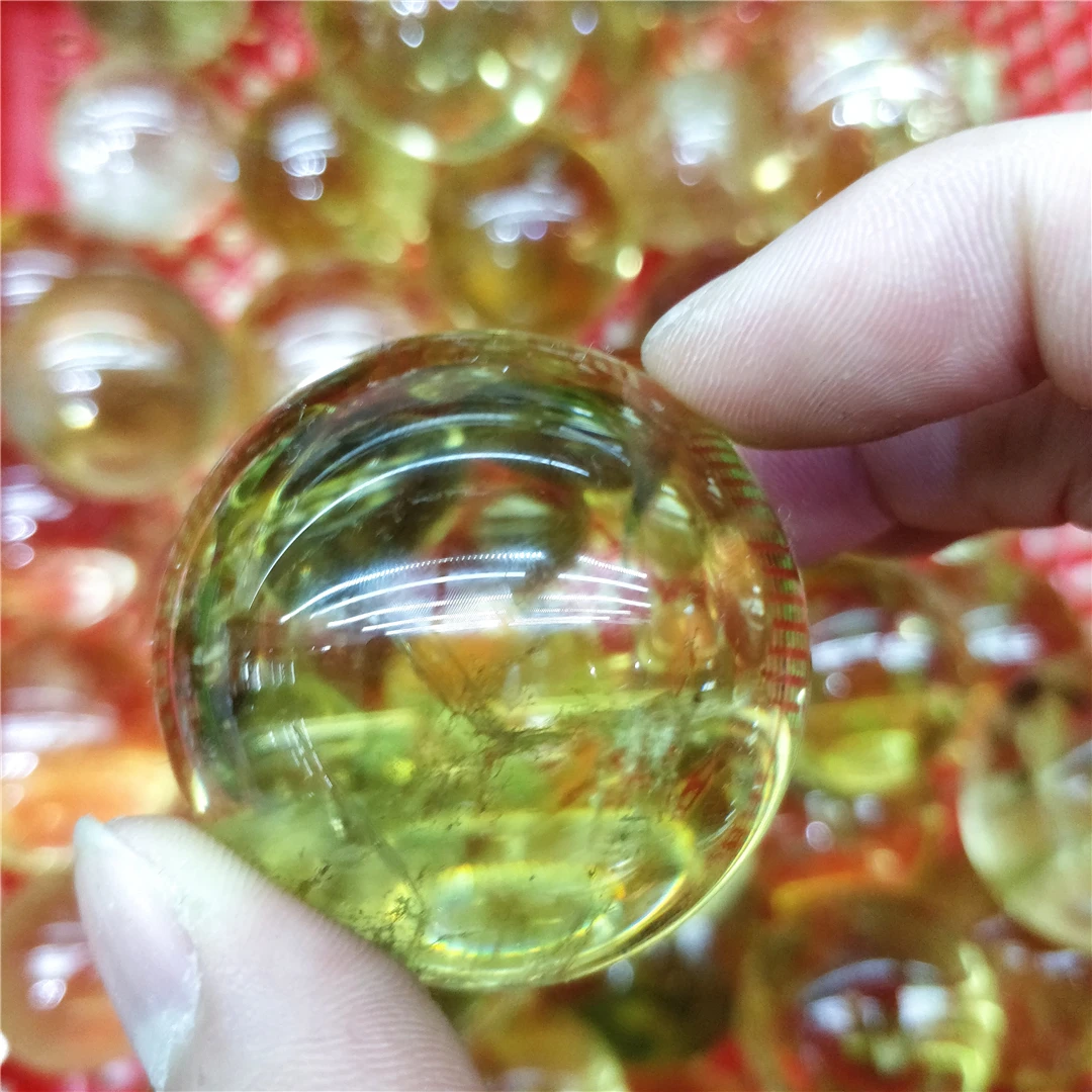 High Grade Natural Clear Citrine Quartz Crystal Sphere Reiki Healing Decorations God Of Wealth Jewelry Beads Ball Collectibles