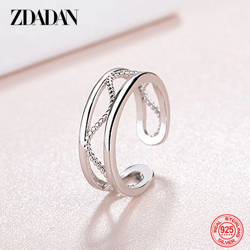 

ZDADN 925 Sterling Silver Open Crown Ring For Women Fashion Charm Jewelry Party Gift