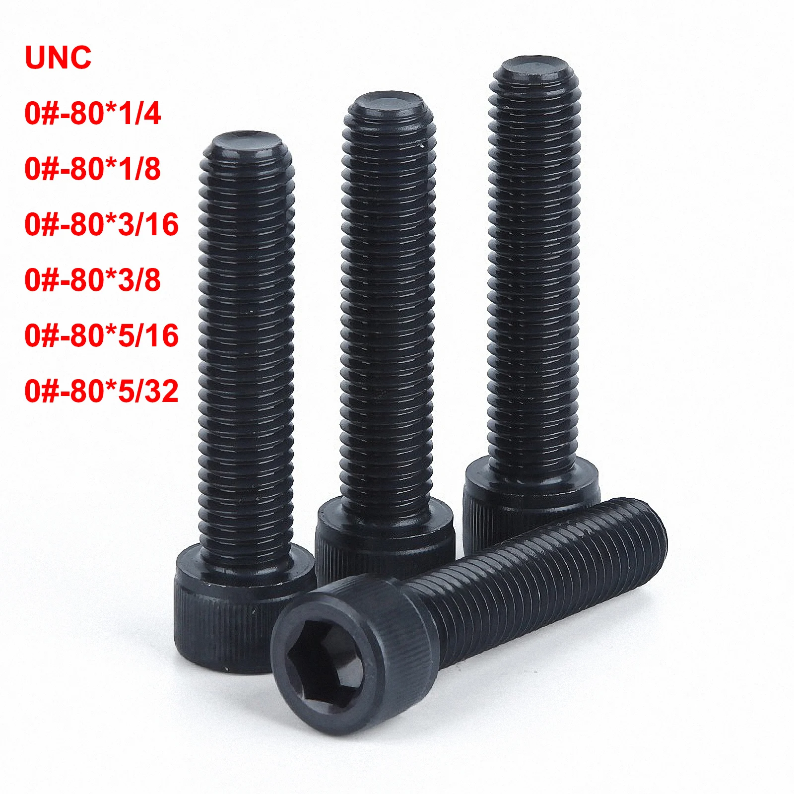 20pcs 0#-80*1/8 5/32 3/16 1/4 5/16 3/8 Length Hex Socket Cup Head Screw Allen Bolts US UNC Coarse Thread 12.9 Grade Carbon Steel