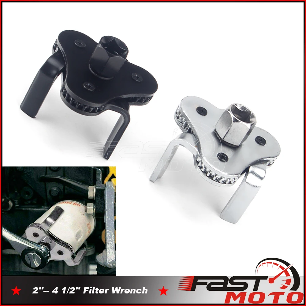 3 Jaws Oil Filter Wrench Universal Tool Adjustable 2''-4 1/2'' Remover Socket Filters 1/2'' 3/8inch Square Drive Instrument