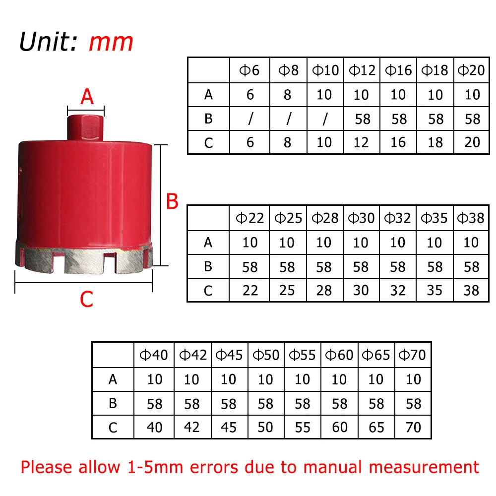 1/8/10 Mm Máy Hút 6-75 Mm Chia Lửa Bằng Đồng Nguyên Kim Cương Khoan Core Bit Với M10 Kết Nối Mũi Khoan bit Kim Cương Cao Lỗ Thấy Kết Nối