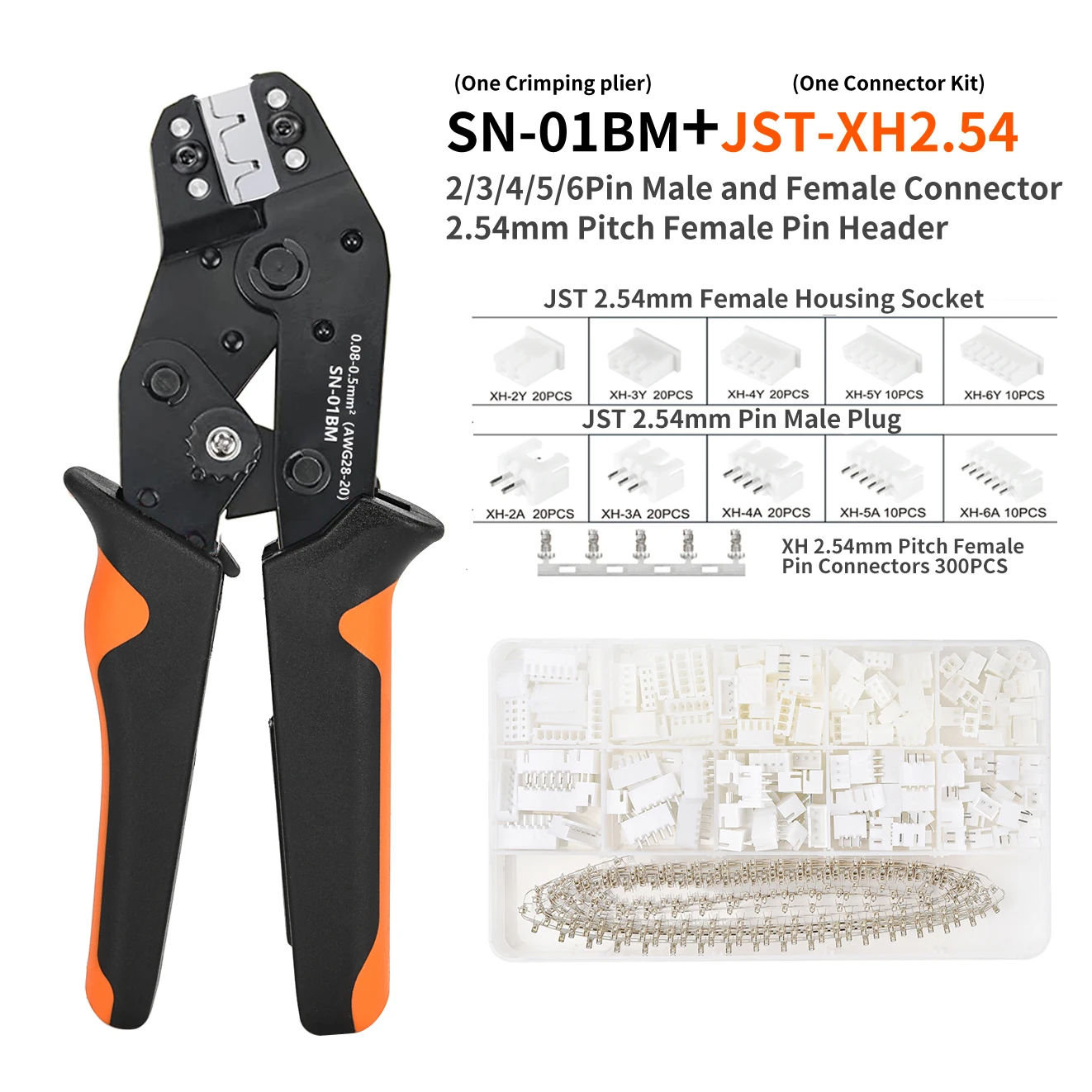 SN-01BM Clamp Tool XH2.54/PH2.0 Wire Crimping Pliers 2P,3P,4P,5P Pins and Housing Jst Terminals Kit Mini Connector Crimper