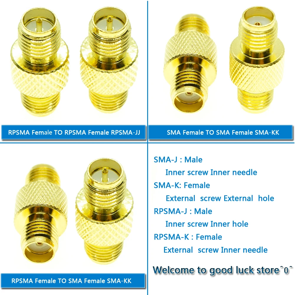 

Kit set Dual SMA RP-SMA Female to SMA Female plug RP-SMA Female RP SMA Female Disc Connectors Straight Coaxial RF Adapters