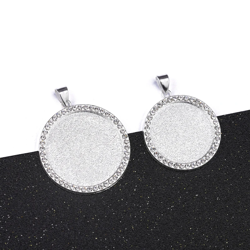 JUYA 5 teile/los 25/30mm Runde Cabochon Einstellung Diamant Handwerk Zubehör Anhänger Basis DIY Schmuck, Die Entdeckungen Für halskette – Detail 14