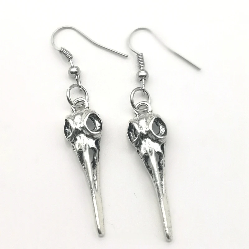 2020 The New Bird skull earrings, gothic dangle long earrings, pentagram, raven skull earrings, halloween gift