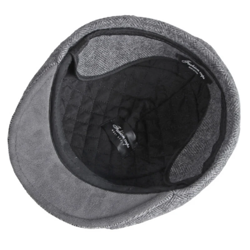 HT3717 Beret Thick Warm Autumn Winter Hat Men Octagonal Cap Male Earflap Flat Cap Artist Painter Beret Hat Beret Cap
