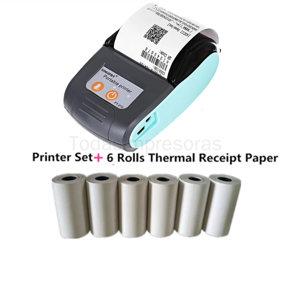 PT210 58mm Thermal Receipt Printers USB Bluetooth Compatible Interface Wireless Connect With Phone Free Application Mini Printer