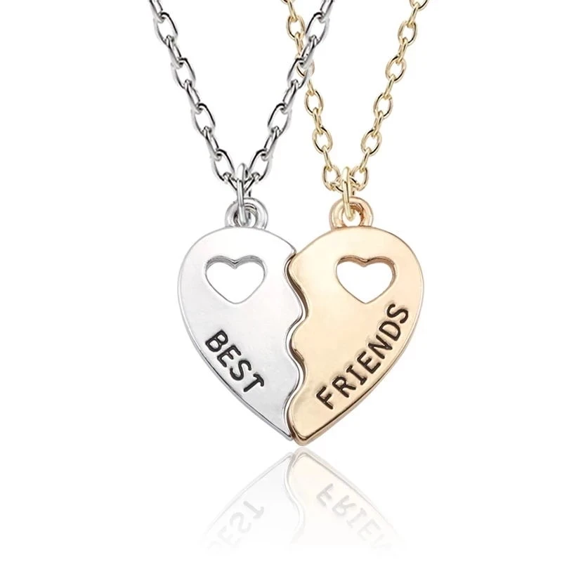 Romantic Best Friends Honey Love Couple Pendant Necklace 2 Pcs/Set Rainbow Broken Heart BFF Good Friends Friendship Jewelry Gift