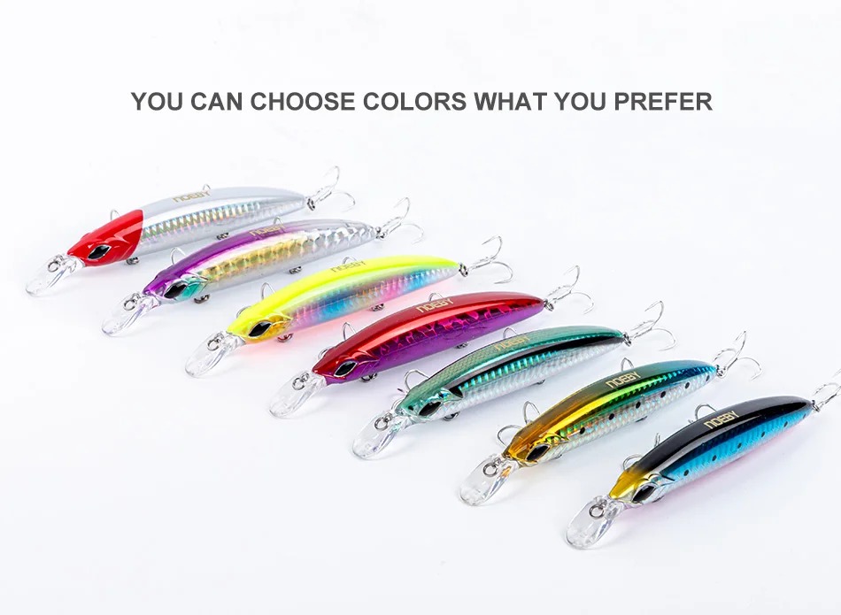 NOEBY Minnow-Angelköder, 110 mm, 19 g, langer Wurf, schwimmende Jerkbait-Wobbler, künstlicher harter Köder, Bass, Hecht, Shore-Angelköder – Detail 4