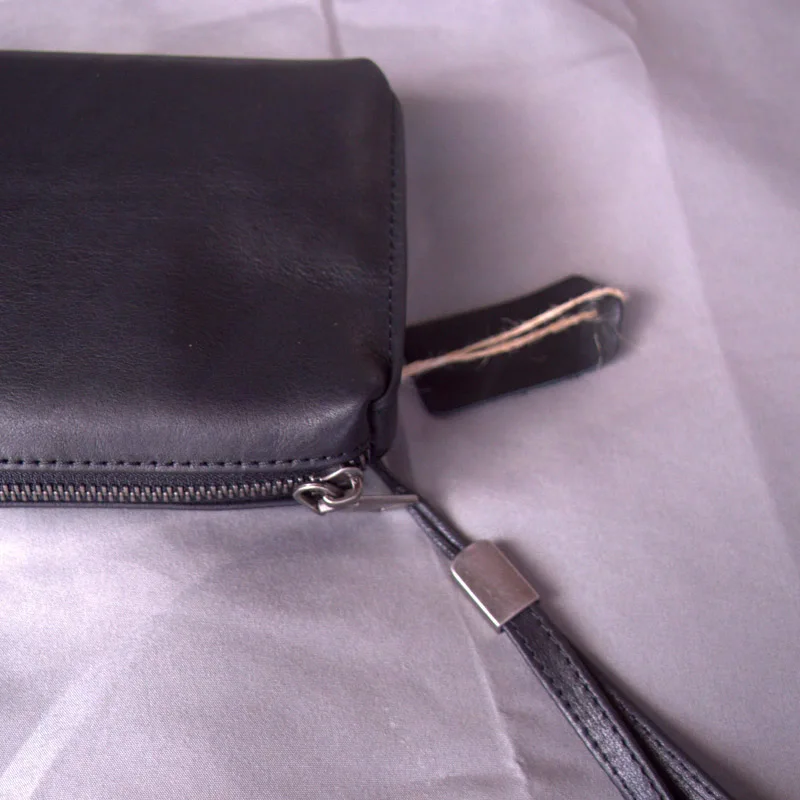 AETOO-Bolso de mano de cuero para hombre, bolsa de muñeca larga, supersuave, con capa superior, a la moda y sencilla, para teléfono móvil