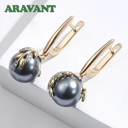 925 Silver 18K Gold Black Pearl Long Dangle Earring For Women Fashion Jewelry Gift