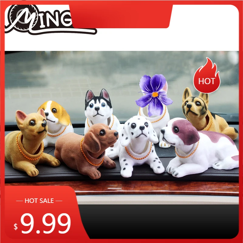 

Nodding Dog Funny Shaking Head Toys Cute Bobblehead Puppy Dolls Swing Car Ornaments Home Auto Interior Decor Car Dashboard Toys