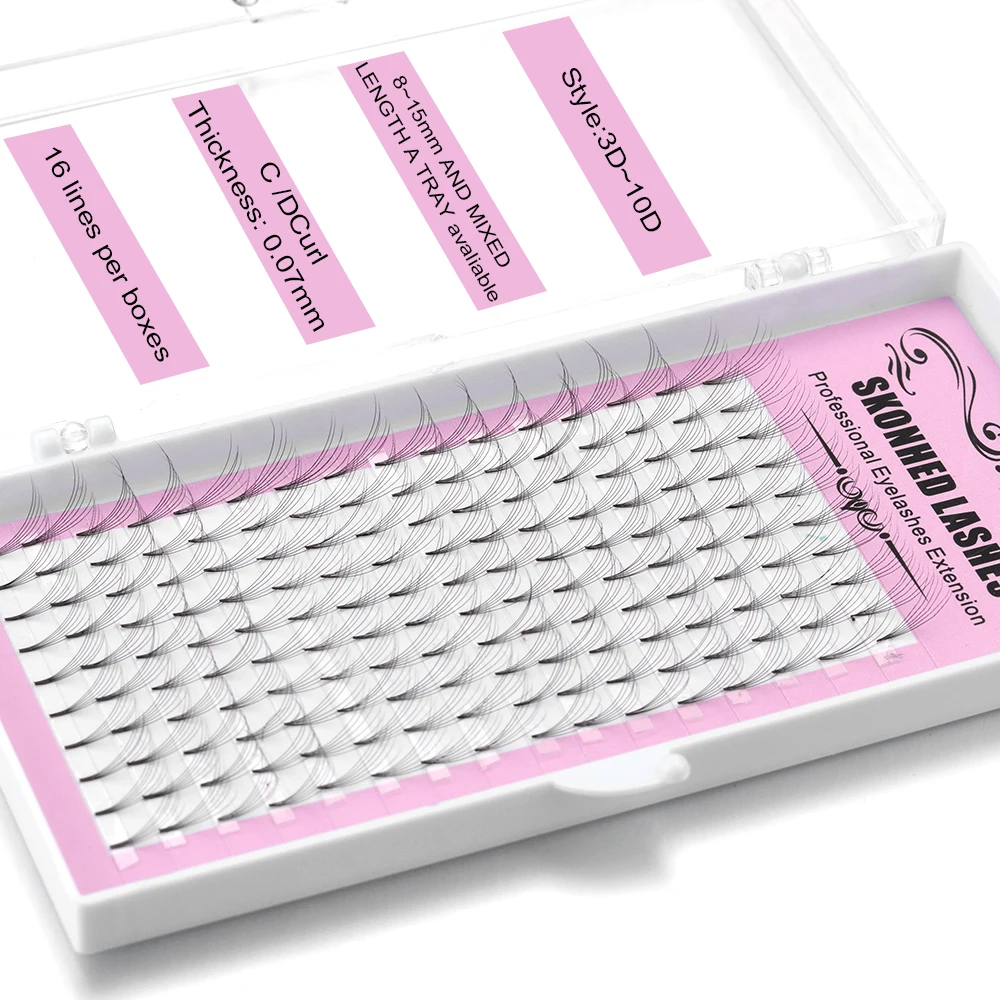 SKONHED 16 Rows 3D~10D Russian Premade Volume Fans Eyelashes Extension Heat Bonded Faux Mink Lash Natural Long C Curl 0.07 Thic