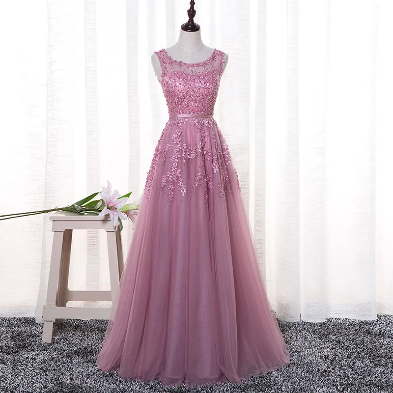 Vestido largo de encaje con perlas para mujer, traje de noche para fiesta, graduación, Homecoming, Día de San Valentín, venta al por mayor,