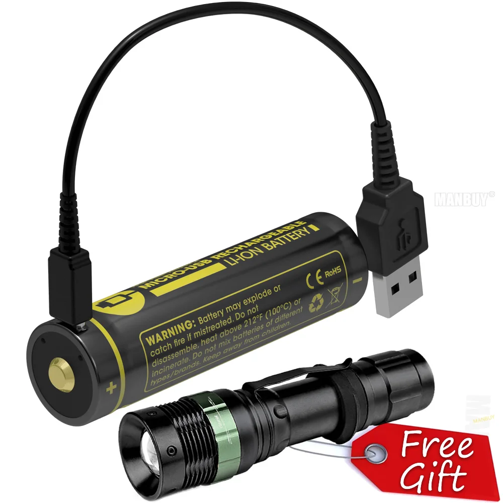 

NITECORE NL1826R 2600mAh High Performance Micro-USB Rechargeable Li-ion Battery 9.36Wh 3.6V Button Top 18650 Protected