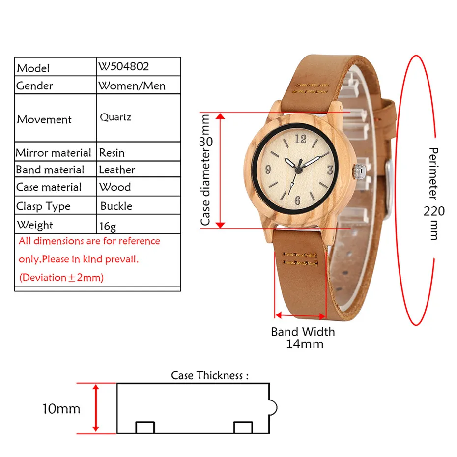 Brown Genuine Leather Wooden Watch for Lady Elegant Women\'s Watch Luxury Wooden Quartz Timepiece New Arrival 2019 reloj femenino