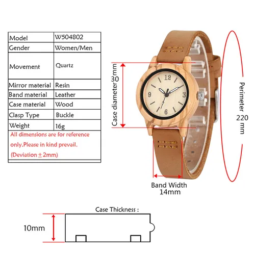 Imagen 2 del producto Reloj de madera de cuero genuino marrón para mujer elegante reloj de cuarzo de madera de lujo nueva llegada 2019 reloj femenino
