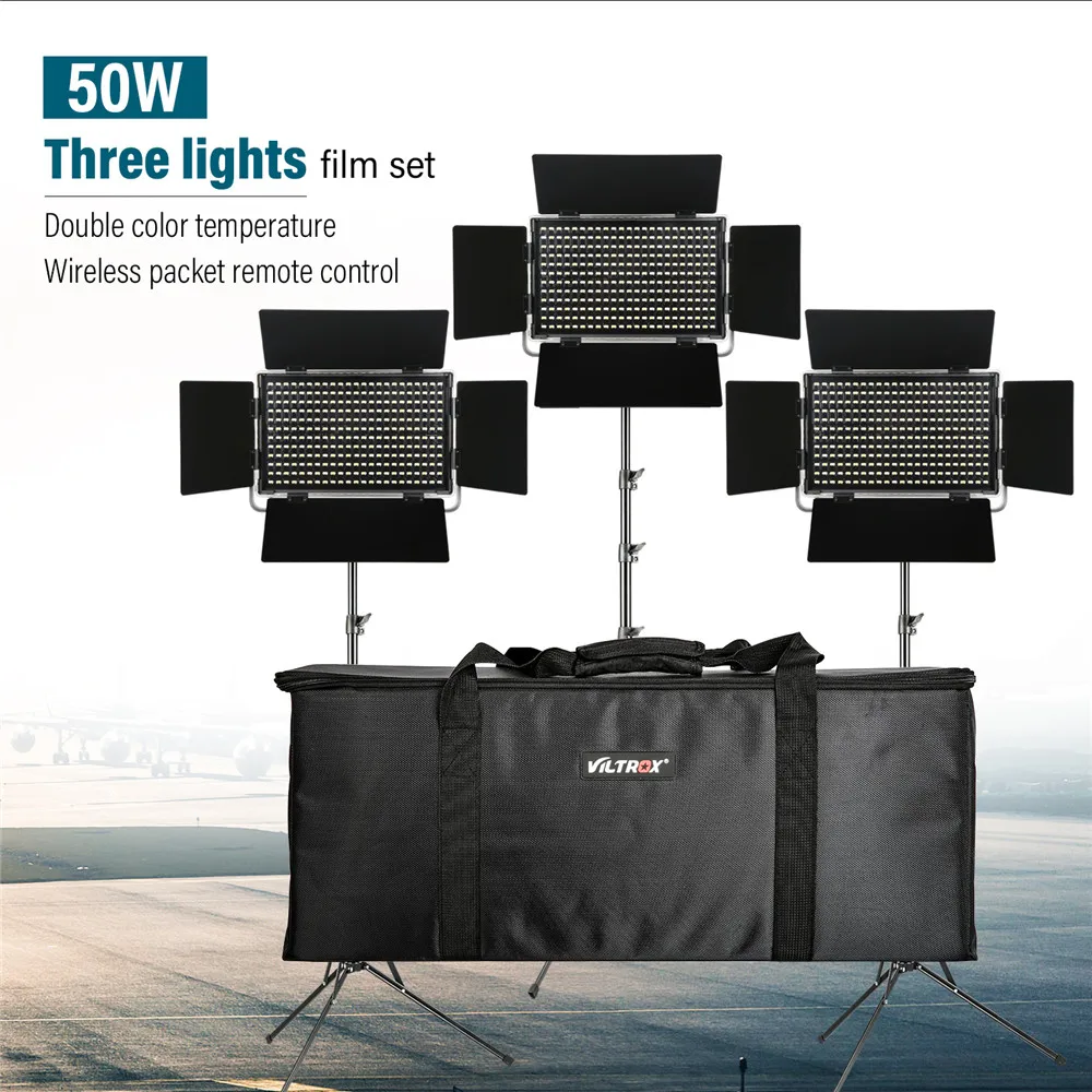 Viltrox VL-S50T 3PCS 50W Video LED Light Studio Bi-color Dimmable Lamp + 3pcs light strand for Camera Facebook YouTube show Live