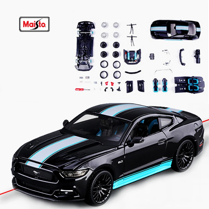 Maisto-Voiture l\'inventaire Ford Mustang modifiée, échelle 1:24, modèle en alliage assemblé, jouet de collection, décoration artisanale, 2015