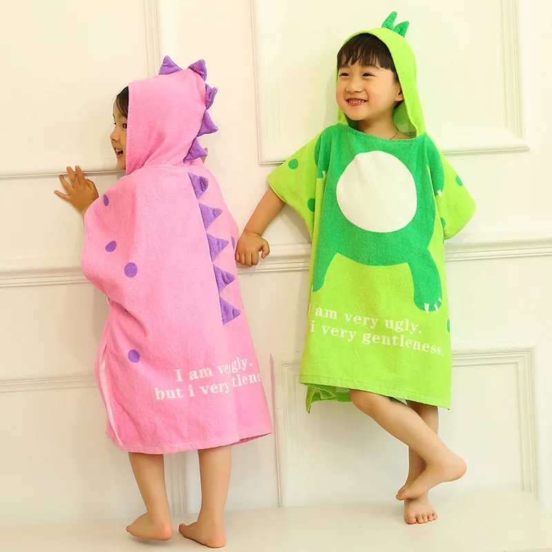 

Children's Bath Towel Cloak Cotton Cartoon Hooded Baby Summer Beach Cloak Absorbent Soft Skin-friendly Towel Material Bathrobe