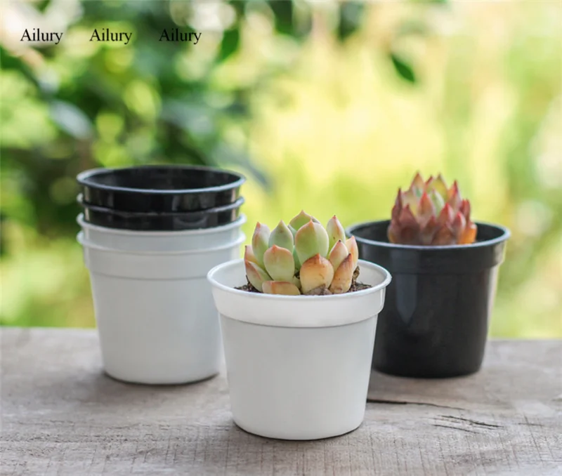 10Pcs,Small White Pot Round Mini Box Plastic Flowerpot Seedling Transplanting Succulent Nursery Garden Outdoor