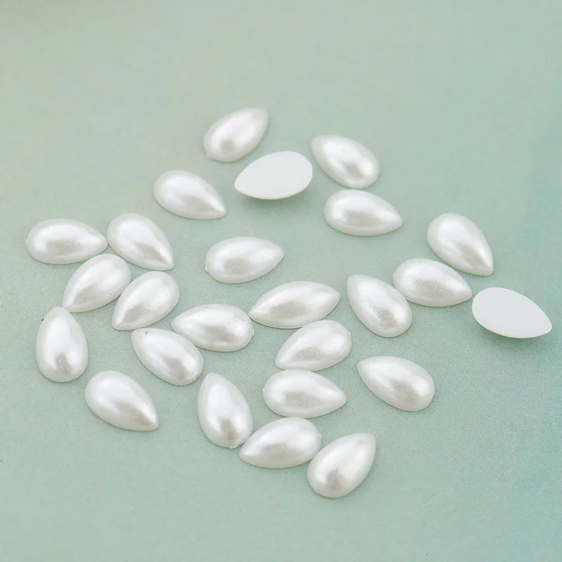 White/Ivory Color 10-500pcs ABS FlatBack Water Drop Pearl Beads For DIY Scrapbook Nail Art Jewelry Decoration