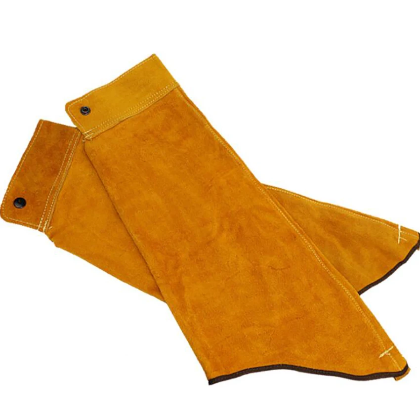 1 Pair Leather Welding Work Sleeves, Button Closure, Heat & Flame Resistant Arm Protection Sleeves for Welding, Automobile